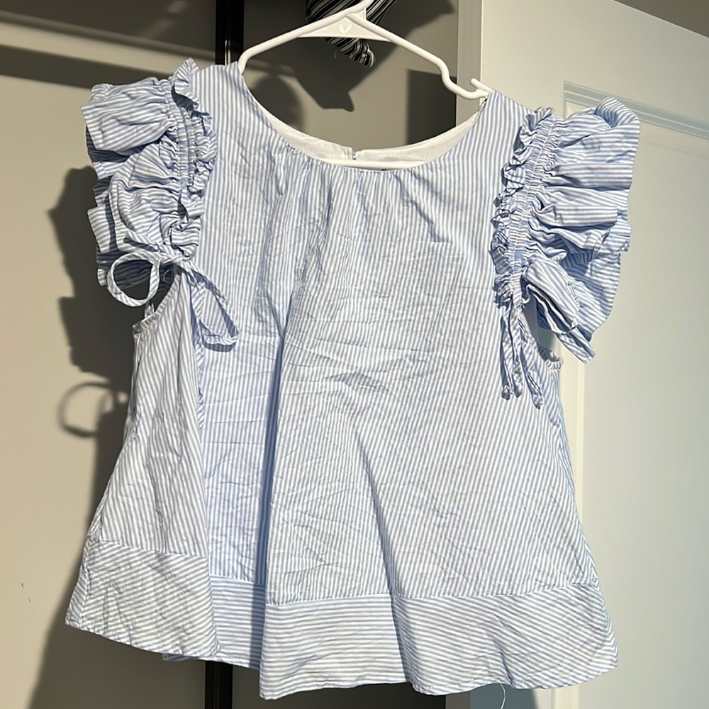 Striped baby blue top
